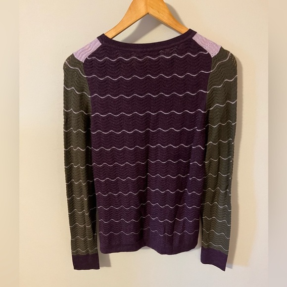 Etcetera Zig Zag Cashmere Blend Sweater Purple Green Small Mixed Media - Picture 7 of 8